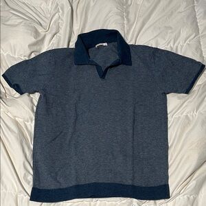 Marine Layer Liam Sweater Polo Small Topaz/Misty Heather